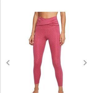 Nike Dri Fit Size Medium Leggings High Rise Crossover Front Workout Pants Pink